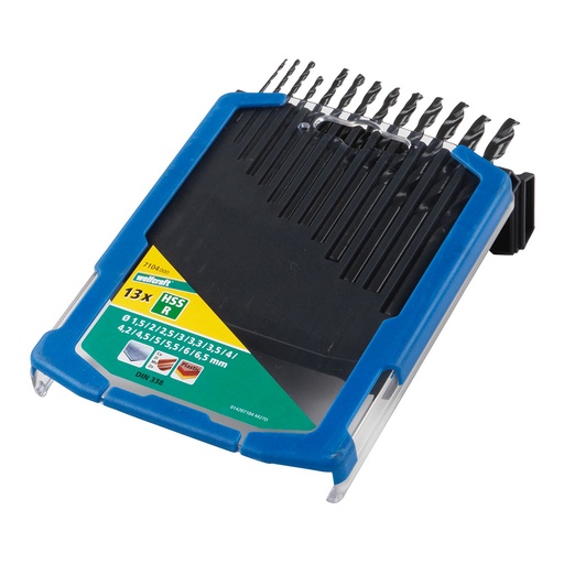 [000004706] JUEGO DE BROCAS PARA METAL HSS FL, 13 PIEZAS, Ø1,5-6,5 7104000 WOLFCRAFT