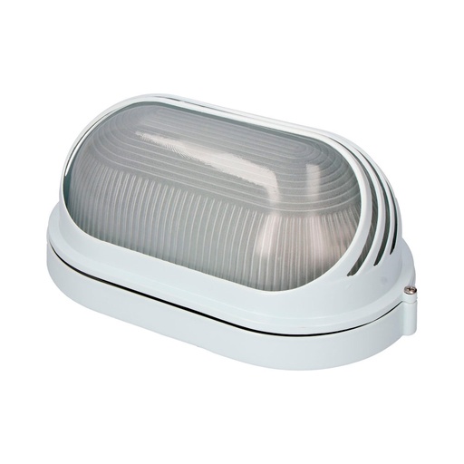 [000004737] APLIQUE DE ALUMINIO IP54 OVAL. COLOR BLANCO 1xE27 100W  15,5x28x12,1cm MODELO VINYOLS EDM