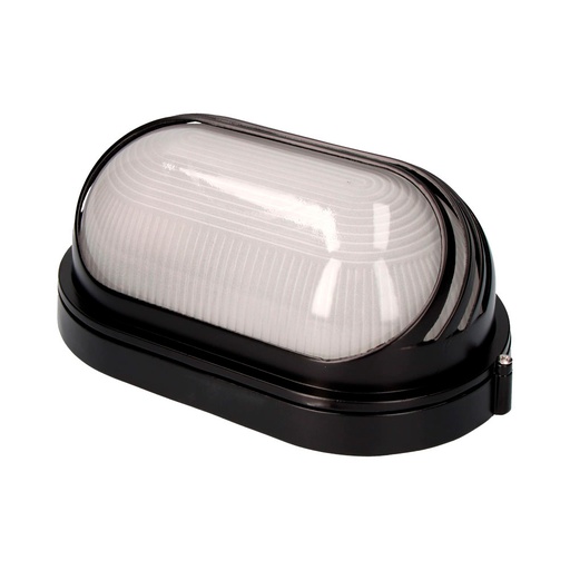 [000004738] APLIQUE DE ALUMINIO IP54 OVAL. COLOR NEGRO 1xE27 100W  15,5x28x12,1cm MODELO VINYOLS EDM