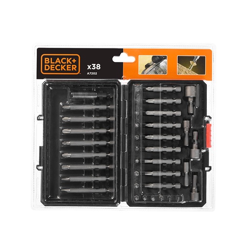 [000004744] KIT DE 38 PIEZAS PARA ATORNILLAR A7202-XJ BLACK+DECKER