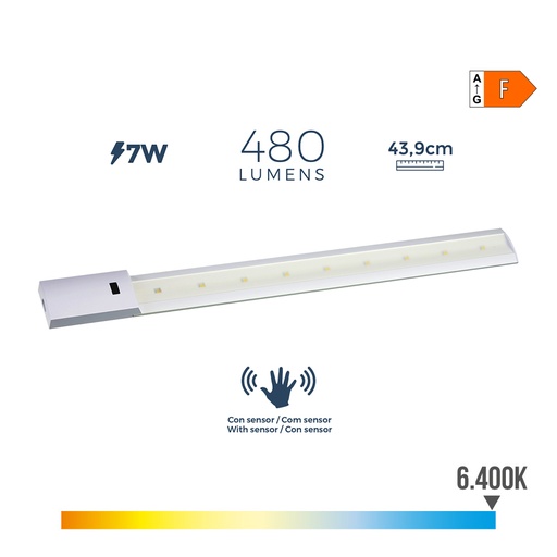 [000004753] REGLETA LED CON SENSOR 7W 480lm 6400K LUZ FRIA 5,5x43,9cm EDM