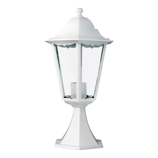[000004792] ULT. UNIDADES FAROL DE ALUMINIO Y CRISTAL PARA MURO IP44 E27 100W COLOR BLANCO Ø22x43,7cm MODELO MARSELLA EDM