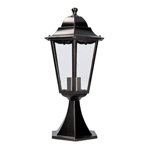 [000004793] ULT. UNIDADES FAROL DE ALUMINIO Y CRISTAL PARA MURO IP44 E27 100W COLOR NEGRO Ø22x43,7cm MODELO MARSELLA EDM