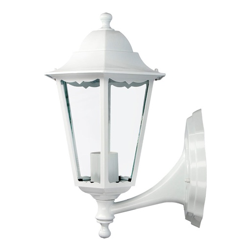 [000004794] ULT. UNIDADES FAROL DE ALUMINIO Y CRISTAL PARA PARED. IP44 E27 100W COLOR BLANCO Ø23x27x41cm MODELO MARSELLA. EDM