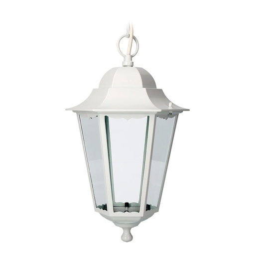 [000004796] ULT. UNIDADES FAROL DE ALUMINIO Y CRISTAL PARA TECHO IP44 E27 100W COLOR BLANCO Ø22x96,5cm MODELO MARSELLA. EDM