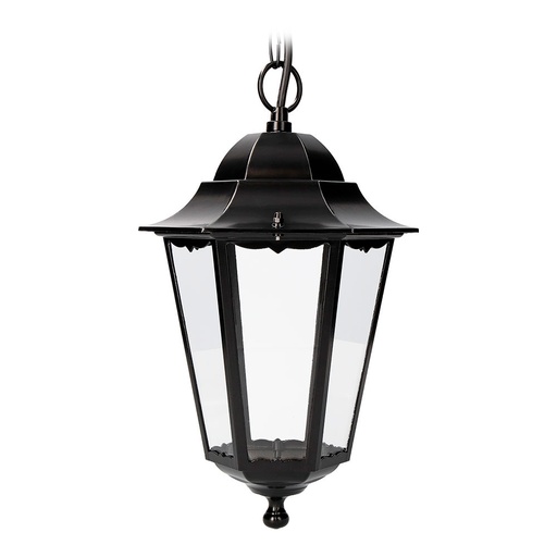 [000004797] ULT. UNIDADES FAROL DE ALUMINIO Y CRISTAL PARA TECHO IP44 E27 100W COLOR NEGRO Ø22x96,5cm MODELO MARSELLA. EDM