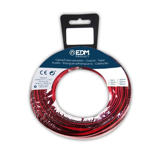 [000004829] CARRETE PARALELO 2x1,5mm ROJO/NEGRO 25m (AUDIO)
