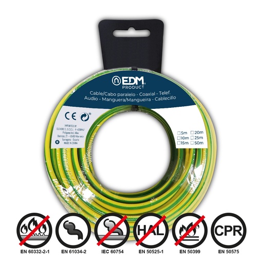 [000004832] CARRETE CABLECILLO FLEXIBLE 4mm BICOLOR LIBRE DE HALÓGENOS 20m