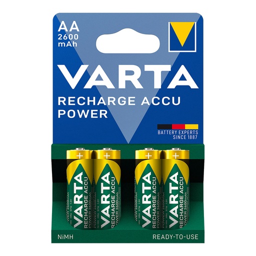 [000004840] PILA VARTA RECARGABLE  ACCU POWER AA - LR06 2600mA (BLISTER 4 UNID)  Ø14,5x50,5mm