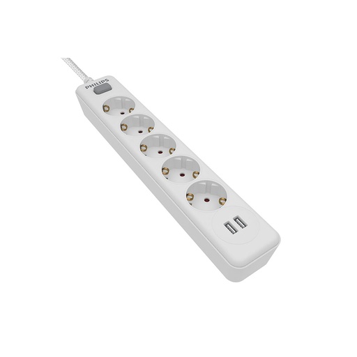 [000004848] REGLETA 5 TOMAS Y 2 PUERTOS USB DE 2,4A SPN3052WA/10 PHILIPS