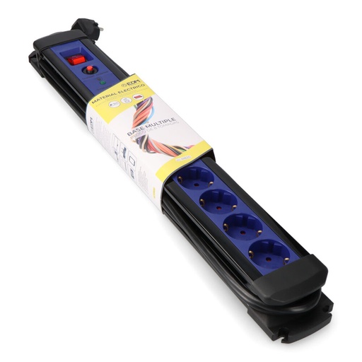 [000004852] BASE MULTIPLE 8 TOMAS CON PROTECTOR + INTERRUPTOR 3m EDM
