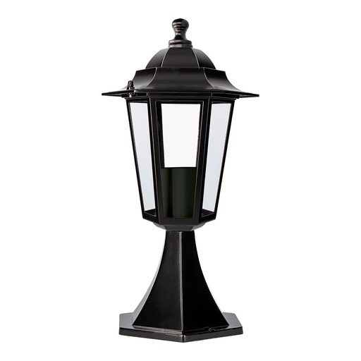[000004856] FAROL DE ALUMINIO Y CRISTAL PARA MURO IP44 E27 60W COLOR NEGRO Ø16x40cm MODELO ZURICH EDM