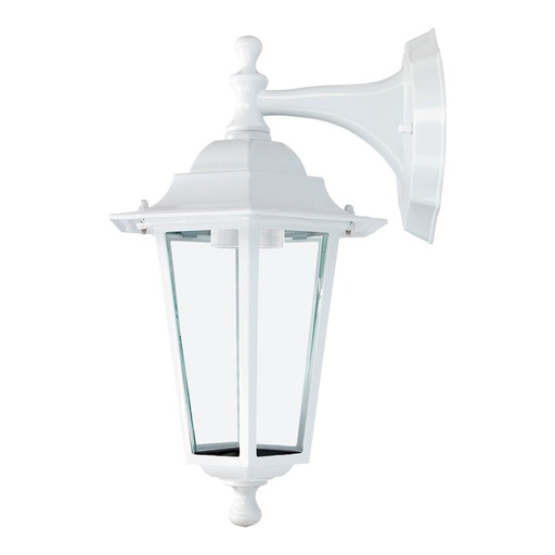 [000004857] FAROL DE ALUMINIO Y CRISTAL PARA PARED. IP44 E27 60W COLOR BLANCO Ø19,5x21x32cm MODELO ZURICH. EDM