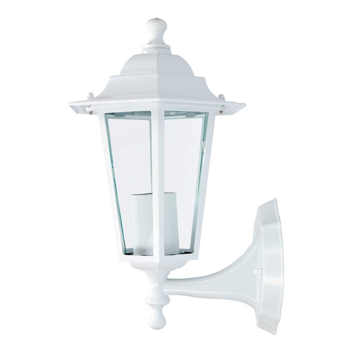 [000004858] FAROL DE ALUMINIO Y CRISTAL PARA PARED. IP44 E27 60W COLOR BLANCO Ø19,5x21x32cm MODELO ZURICH. EDM