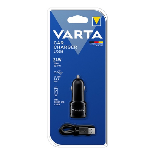 [000004874] ADAPTADOR CARGADOR VARTA PARA COCHE 2 USB 4,8A
