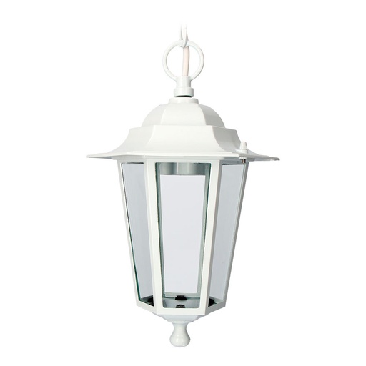 [000004902] FAROL DE ALUMINIO Y CRISTAL PARA TECHO IP44 E27 60W COLOR BLANCO Ø19,2x94,7cm MODELO ZURICH. EDM