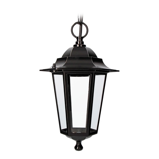 [000004903] FAROL DE ALUMINIO Y CRISTAL PARA TECHO IP44 E27 60W COLOR NEGRO Ø19,2x94,7cm MODELO ZURICH. EDM