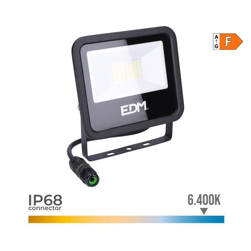 [000004906] FOCO PROYECTOR LED 30W 2370lm 6400K LUZ FRIA BLACK SERIES 15,8x13,5x2,9cm EDM