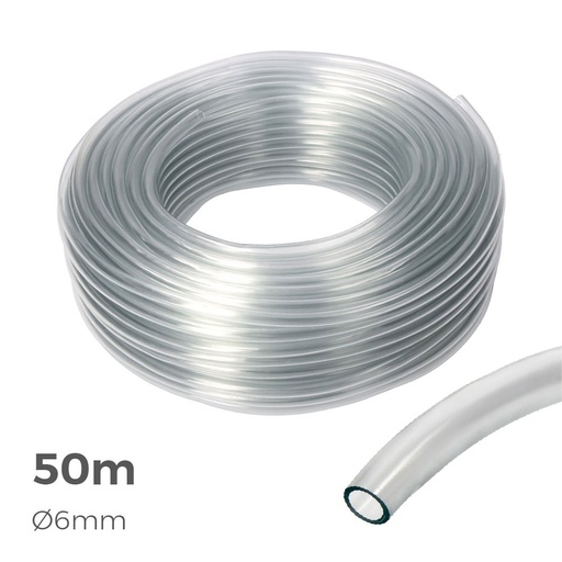 [000004957] MANGUERA CRISTAL TRANSPARENTE Ø INTERIOR 6mm Ø EXTERIOR 8mm ROLLO 50m