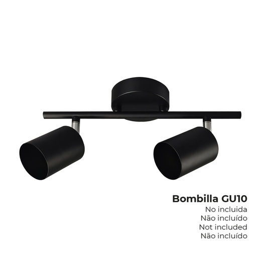 [000004974] REGLETA NEGRA 2 ELEMENTOS GU10 EDM