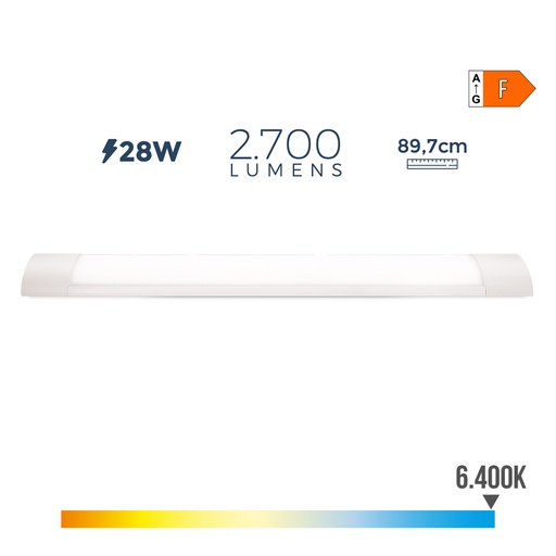 [000005006] REGLETA ELECTRONICA LED 28W 6400K LUZ FRIA 2700lm 8x89,7x3,1cm EDM