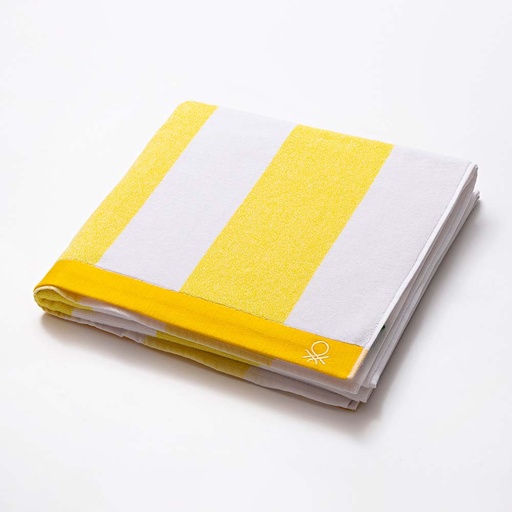 [000005007] TOALLA DE PLAYA 160x90cm RAYAS AMARILLAS BENETTON