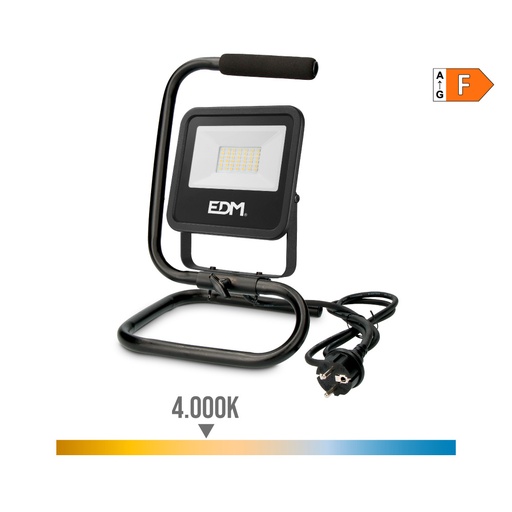 [000005045] FOCO PROYECTOR LED  CON PIE 30W 2370lm 4000K LUZ DIA BLACK SERIES EDM
