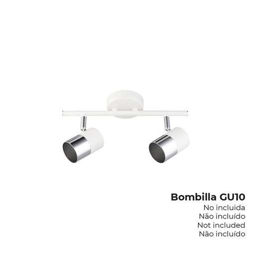 [000005063] FOCO HALOGENO 2 ELEMENTOS COLOR CROMO+BLANCO HUESO GU-10 MODELO MOON EDM
