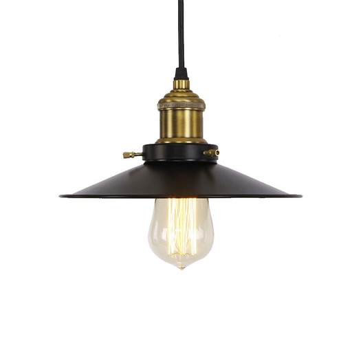 [000005093] LAMPARA DE TECHO METALICA VINTAGE E27 60W COLOR NEGRO Ø22x14cm EDM