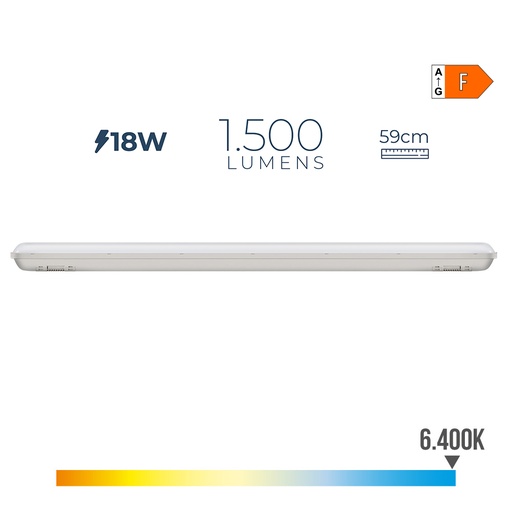 [000005104] REGLETA ESTANCA LED IP65 18W 1500lm 6500K LUZ FRIA 5,9x59x6,6cm EDM