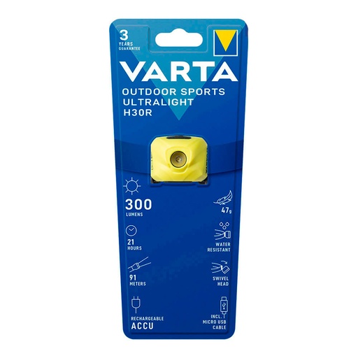 [000005117] LINTERNA CABEZA ULTRALIGHT H30R AMARILLA VARTA
