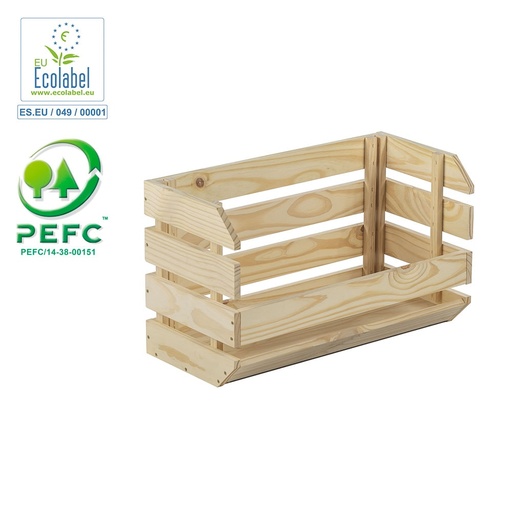 [000005186] CAJA APILABLE EVOLUTION 60x28,5x35,3cm PINO SIN BARNIZ 100% PEFC CERT ASTIGARRAGA