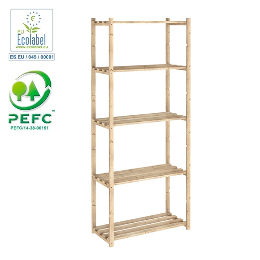 [000005217] ESTANTERIA PINO SERIE NATURA SIN BARNIZ 100% PEFC CERT 171x65x30cm ASTIGARRAGA