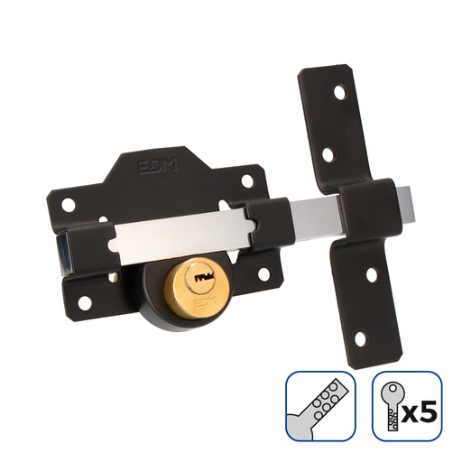 [000005233] CERROJO DE SEGURIDAD COLOR NEGRO INCLUYE 5 LLAVES DE SEGURIDAD EDM