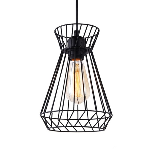 [000005235] LAMPARA DE TECHO METALICA E27 60W COLOR NEGRO Ø19x26x130cm EDM