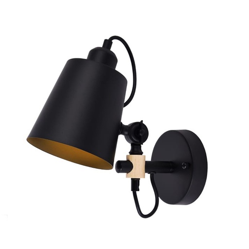 [000005243] APLIQUE DE PARED METALICO E27 60W COLOR NEGRO 25x27cm EDM