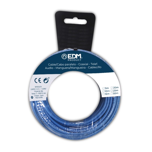 [000005268] CARRETE CABLECILLO FLEXIBLE 6mm AZUL LIBRE DE HALÓGENOS 25m