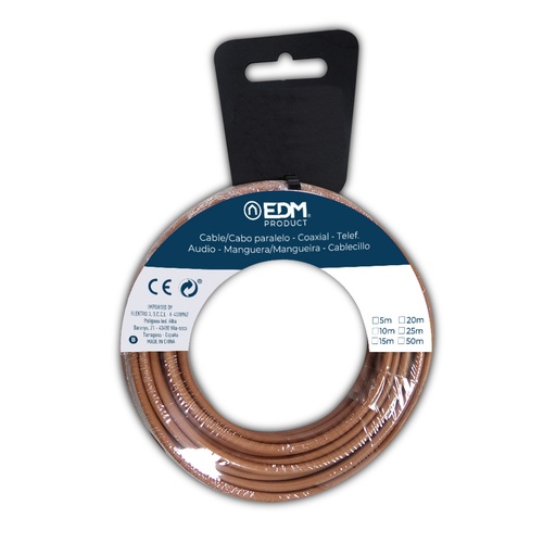 [000005270] CARRETE CABLECILLO FLEXIBLE 6mm MARRON LIBRE DE HALÓGENOS 25m