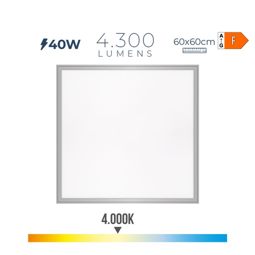 [000005280] PANEL LED 40W 4300lm RA80 60x60cm 4000K LUZ DIA EDM