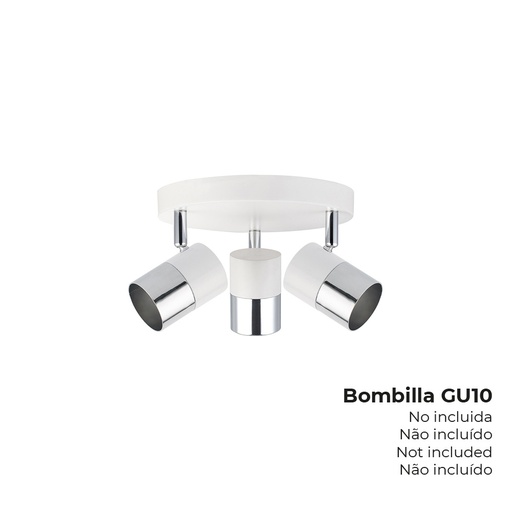 [000005282] APLIQUE HALOGENO 3 ELEMENTOS COLOR CROMO+BLANCO HUESO GU-10 MODELO MOON EDM
