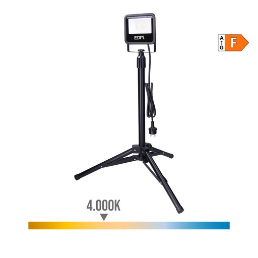 [000005296] FOCO PROYECTOR LED CON TRIPODE 30W 2370lm 4000K LUZ DIA BLACK SERIES EDM