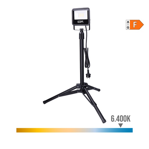 [000005297] FOCO PROYECTOR LED CON TRIPODE 30W 2370lm 6400K LUZ FRIA BLACK SERIES EDM