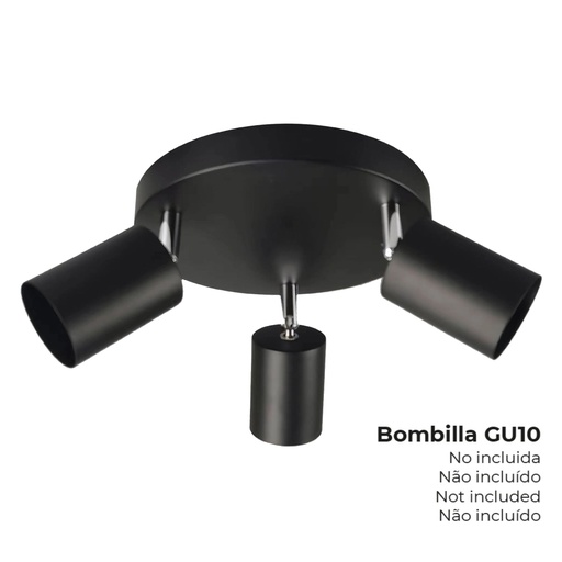 [000005317] PLAFÓN NEGRO 3 ELEMENTOS GU10 EDM