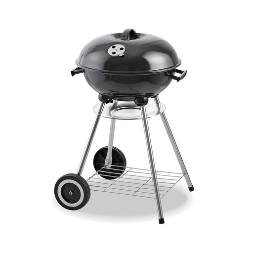 [000005319] BARBACOA METALICA DE PIE CON TAPA Y RUEDAS Ø44x70cm. COLOR NEGRO EDM