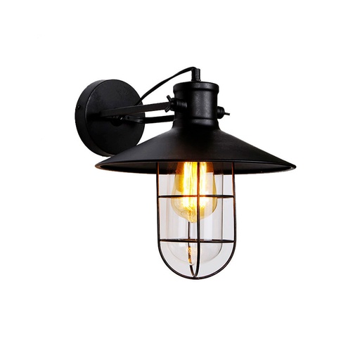 [000005324] APLIQUE DE PARED METALICO VINTAGE E27 60W COLOR NEGRO Ø32x37x27,5cm EDM