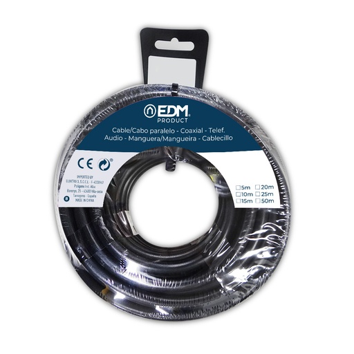 [000005361] CARRETE MANGUERA ACRILICA 3x2,5mm 1000V NEGRA 20m