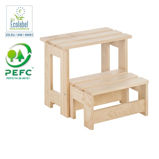 [000005395] TABURETE/ESCALERA MONTADA PINO BRUTO 100% PEFC CERT 43x46,5x27cm ASTIGARRAGA