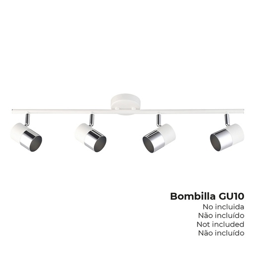 [000005398] FOCO HALOGENO 4 ELEMENTOS COLOR CROMO+BLANCO HUESO GU-10 MODELO MOON EDM