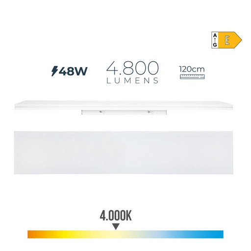 [000005412] REGLETA LED 48W 4000K LUZ DIA 4800lm 12x120x4,5cm EDM