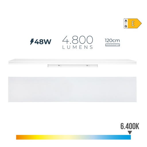 [000005413] REGLETA LED 48W 6400K LUZ FRIA 4800lm 12x120x4,5cm EDM